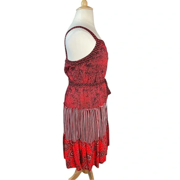 Lane Bryant Dress Size 16 - Red Handkerchief Patchwork - Picture 4 of 6